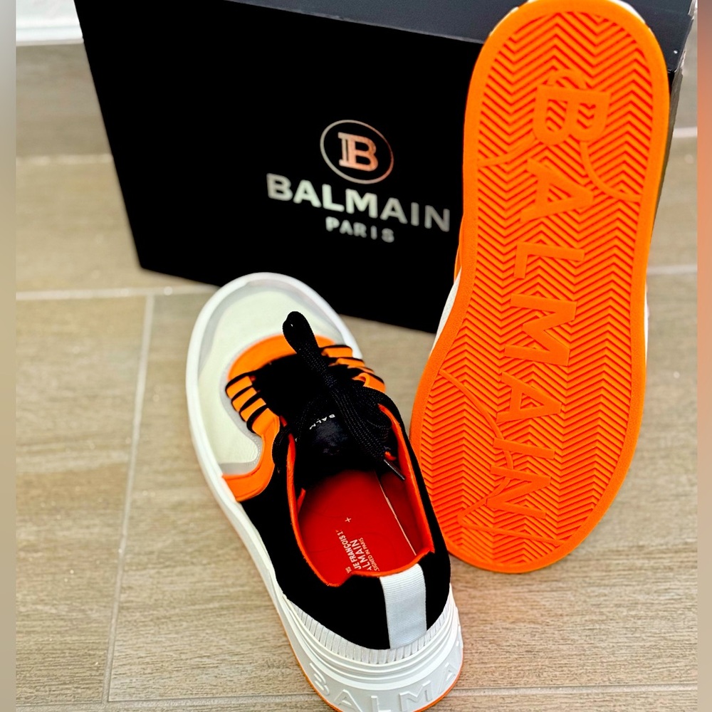 Balmain Black and Orange Sneakers